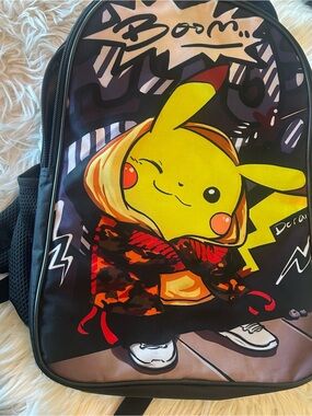 Pikachu Graphic Backpack - Yellow Cartoon Character